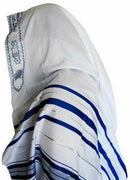 Kosher Tallit Talit Prayer Shawl Blue  Silver Stripes in Size 51.1"X70.8"