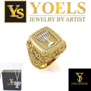 925 Silver and 9k Gold Eilat Stone Jerusalem Necklace,Eilat Stone Pendant