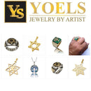 925 Silver and 9k Gold Eilat Stone Jerusalem Necklace,Eilat Stone Pendant