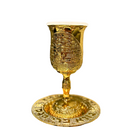 Kiddush Cup For Shabbat With Plate Gold Plated Length/Height 6" XL NEW