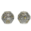 Jerusalem Candle Holders Candlesticks Silver and Gold Plated Sabbath 2.7 height Diameter 3.4 INCH