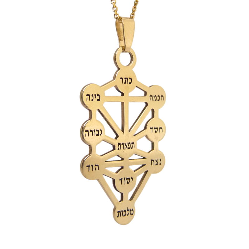 14K Gold - The Ten Sefirot - Pendant In The Shape Of The Tree Of Life - Jewish/Hebrew Kabbalah Jewelry - ***Only The Pendant***
