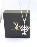 GORGEOUS BEAUTY&CARE Silver and 9K Gold Pomegranate Necklace with Ruby and Emerald Stones and Cubic Zirconia, From Israel, abundance Necklaces