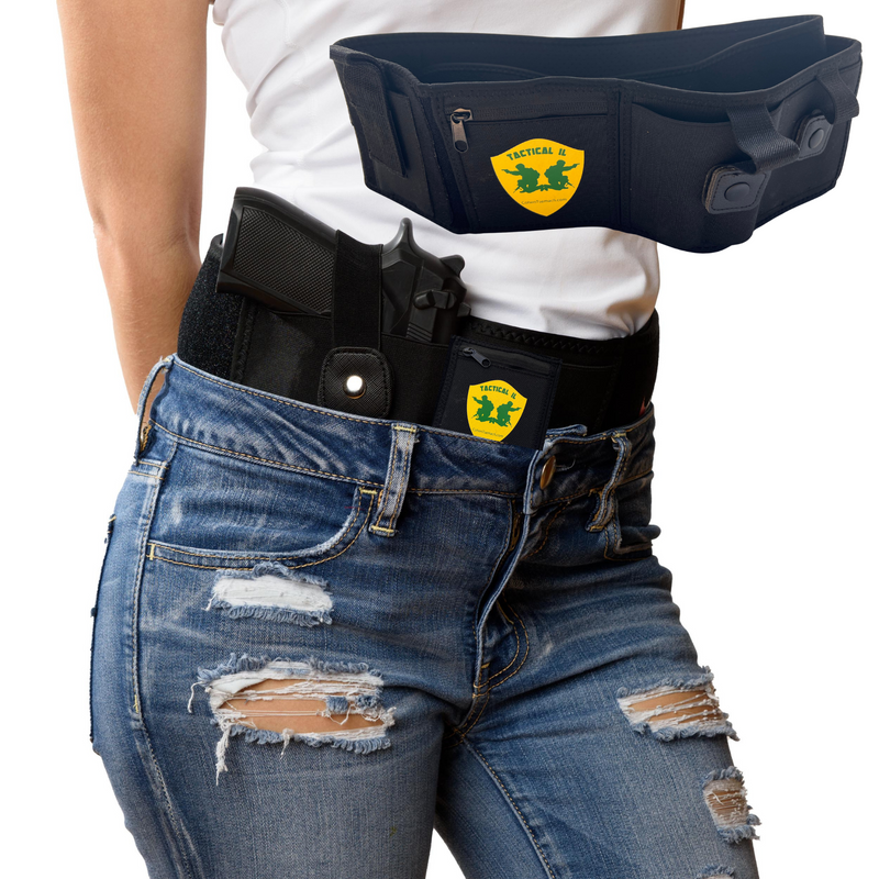 Belly Band Holster for Concealed Carry by Tactical IL Tactical | S&W Glock Sig Athletic Flex FIT for Running, Jogging, Hiking Suitable for right or left hand holder