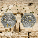 Jerusalem Candle Holders Candlesticks Silver and Gold Plated Sabbath 2.7 height Diameter 3.4 INCH