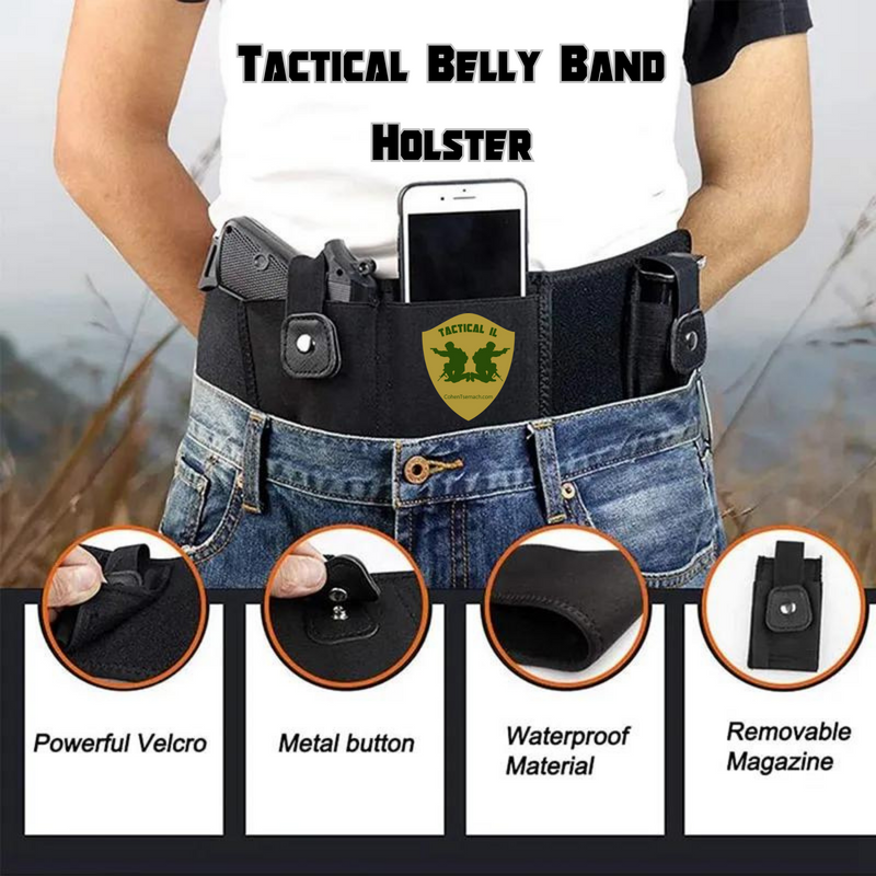 Tactical Israel Belly Band Holster for Concealed Carry - Athletic Flex FIT for Running, Jogging, Hiking - Glock 17-43 Ruger S&W M&P 40 Shield | for Men & Women