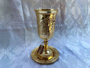 SALE Gold Plated Jerusalem Elijah's Cup with Saucer KIDDUSH CUP