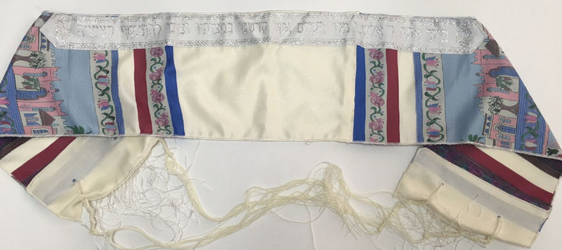 Special tallit Prayer Shawl for wedding or bar mitzvah, model of seven species, kosher made by Tlitania Israel. Judaica gift- Choose size (60x180cm/24"x72(24) Inches)