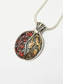 GORGEOUS BEAUTY&CARE Silver and 9K Gold Pomegranate Necklace with Ruby and Emerald Stones and Cubic Zirconia, From Israel, abundance Necklaces