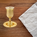 Kiddush Cup For Shabbat With Plate Gold Plated Length/Height 6" XL NEW