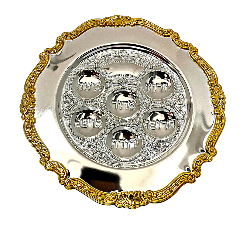 Large Passover Plate for Kosher Food Seder, Pesah Tray Pesach Judaica Traditional Passover Seder Plate