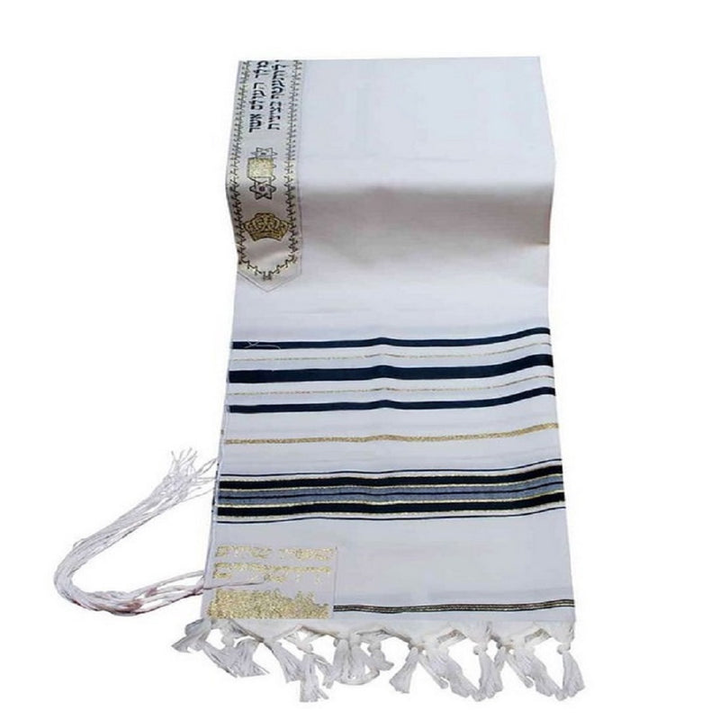 Talitania Black & Gold 100% Wool Kosher Tallit Prayer Shawl Made Select Size (70