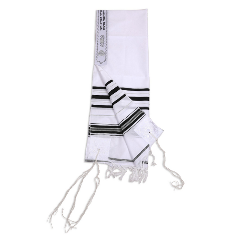 kosher tallit  talit prayer shawl in 55.1"X74.8" made Israel black&silver new