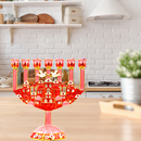 Cohen Tsemach Art & Gift 7 Branch Menorah Candle Holder Jerusalem Hand Painted Crystal Rhinestones Bejeweled