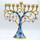 Cohen Tsemach Art & Gift Hand Painted Enamel Menorah Hanukkah Hanukkiah Pomegranate Turquoise