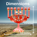 Cohen Tsemach Art & Gift 7 Branch Menorah Candle Holder Jerusalem Hand Painted Crystal Rhinestones Bejeweled