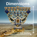 Cohen Tsemach Art & Gift Menorah Hanukkah two doves priestly breastplate Blue Gold & Enamel With Zircons Nine Branch Chanukia