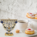 Cohen Tsemach Art & Gift Menorah Hanukkah two doves priestly breastplate Blue Gold & Enamel With Zircons Nine Branch Chanukia