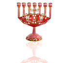 Cohen Tsemach Art & Gift 7 Branch Menorah Candle Holder Jerusalem Hand Painted Crystal Rhinestones Bejeweled