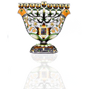 Cohen Tsemach Art & Gift Menorah Hanukkah two doves priestly breastplate Green Gold & Enamel With Zircons Nine Branch Chanukia