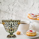 Cohen Tsemach Art & Gift Menorah Hanukkah two doves priestly breastplate Green Gold & Enamel With Zircons Nine Branch Chanukia