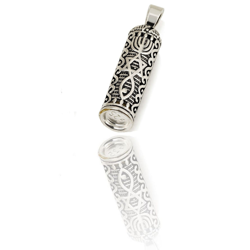 Silver 925 Grafted IN Messianic Mezuzah And Shema Israel Scroll Necklace Israel Holy Land Jerusalem Messianic Gift