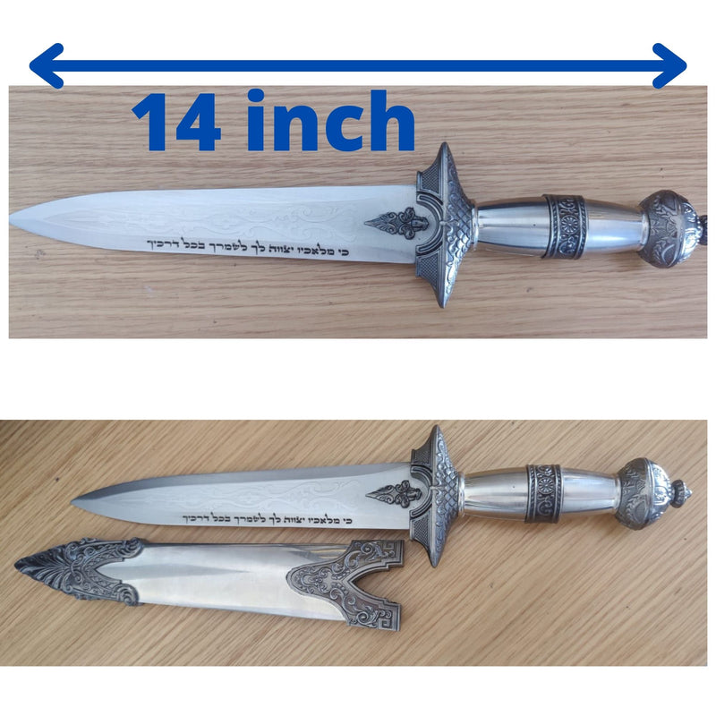 Amaizing Stainless Steel Decorated Genuine Knife Blade with Angels Road Blessing Protection Sword Knife & Cover Hunting Decoration Gift