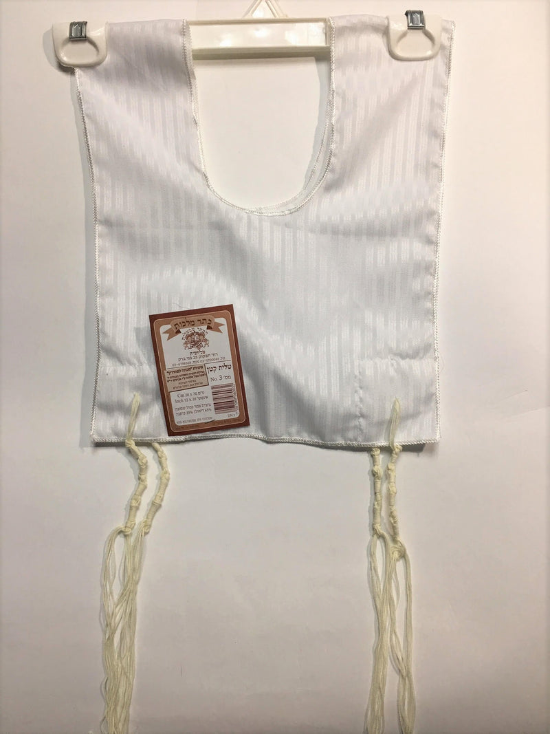 Tallit Katan Kosher Israel Tzitzit 40x100cm/ 16"x40" Made in Israel Size 6 White