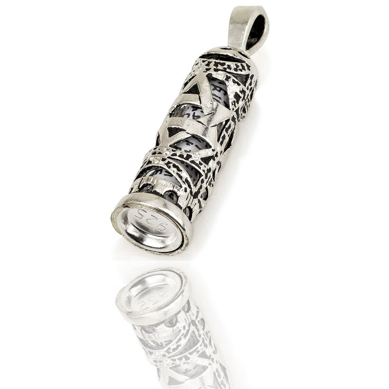 Amaizing 925 Sterling Silver Mezuzah Pendant Necklace – Star of David Hand Maide