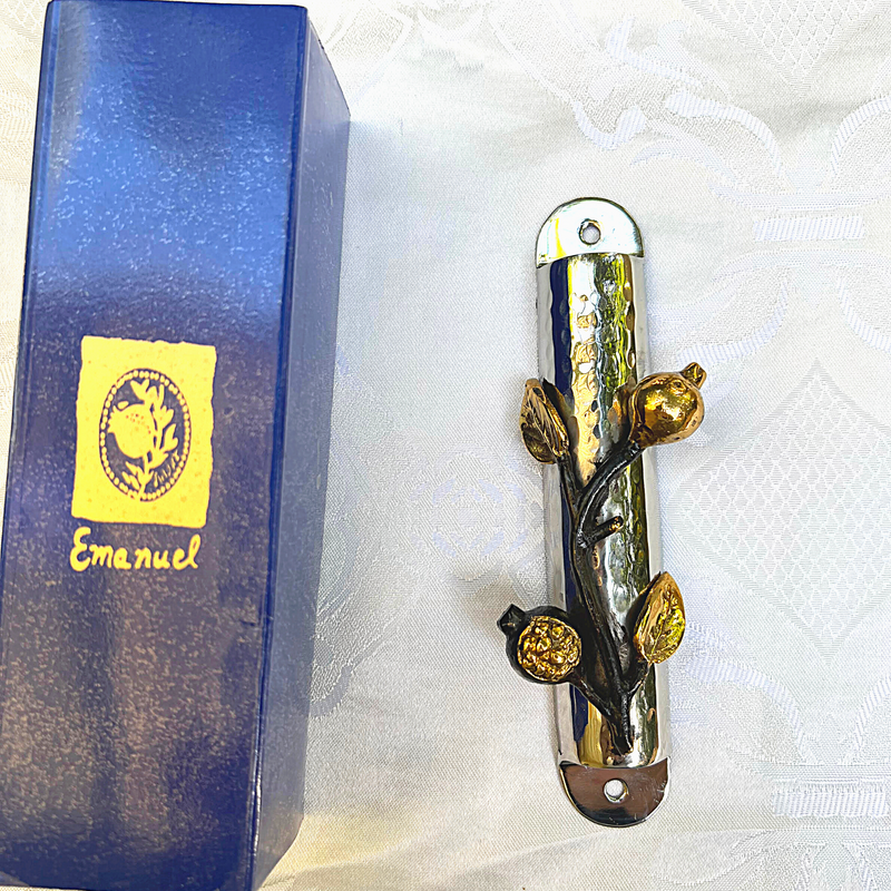 Amazing Stainless Steel Pomegranates Mezuzah case by emanuel 4 inches