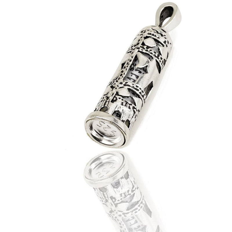 Amaizing Silver 925 CHAI / LIFE Mezuzah With Shema Israel Scroll And Chai / Life Kabbalah Symbol Israel Necklace Jerusalem Gift Hand Maid