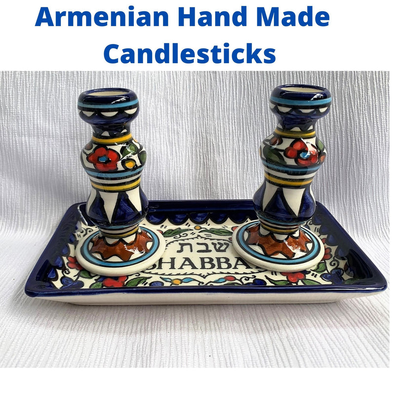 Amaizing Armenian Design Candlesticks with Matching Tray Flowers Design