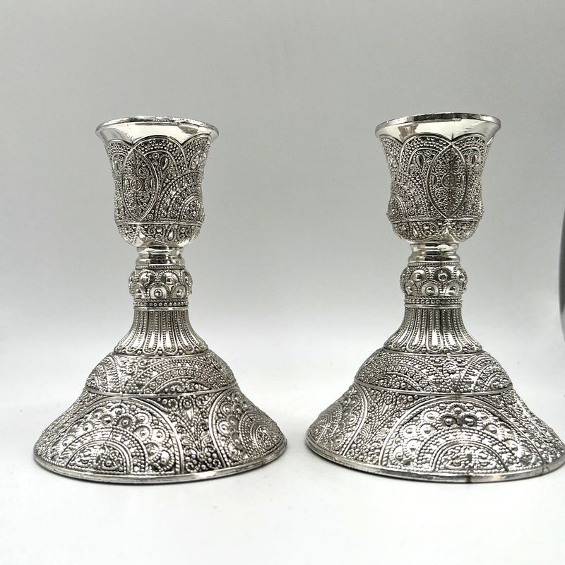 Sabbath Candlesticks ,Stunning Decorative Silver Plated , Judaica gift. candlestick holders. shabbath table Pair set with filigree Design