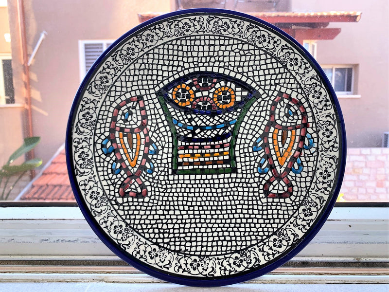 Tabgha - Miracle of Loaves and Fish Armenian Ceramic Plate - Large Mosaic Plate