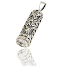 Silver 925 Mezuzah & Shema Israel Scroll Flowers Decor Design Kabbalah Israel Necklace Jerusalem Gift