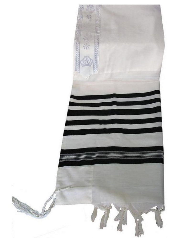 Wool Tallit Prayer Shawl in Black and White Stripes talitania new