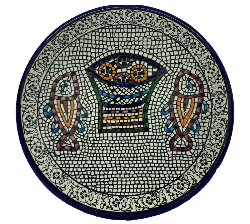 Tabgha - Miracle of Loaves and Fish Armenian Ceramic Plate - Large Mosaic Plate