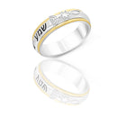 Silver 925 With 18K Gold GRFATED In Messianic Highlighted Symbol & SHEMA ISRAEL Spinning Ring Jewish Prayer Judaica Israel Ring