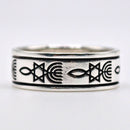 Silver 925 Ring Messianic Star Of David, Menorah, Fish Symbol Of Messianic