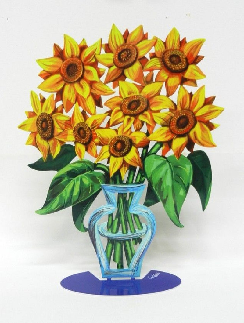 David Gerstein Metal Art Sunflower Flowers Modern Vase Sculpture