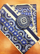Yair Emanuel Tallit Set Full Embroidery- Blue Bar Mitzvah Gift Prayer Shawl Set