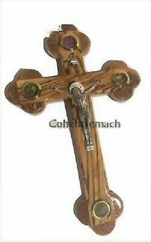 Olive Wood Cross Crucifix Relics Jerusalem holyland gift 28cm handcrafted
