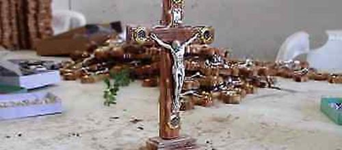 Olive Wood Cross Crucifix Relics Jerusalem holyland gift 28cm handcrafted