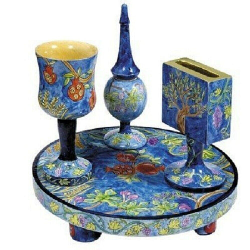 Yair Emanuel Painted Wood Havdalah Set with  - The Seven Spices