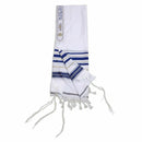 Kosher  Talit Prayer Shawl Blue Gold Stripes in Size 55.1"X74.8"