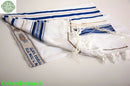 Kosher  Talit Prayer Shawl Blue Gold Stripes in Size 55.1"X74.8"