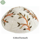 White Raw Silk Yair Emanuel  Tallit with Matching Bag and Kippa- Tree of Life
