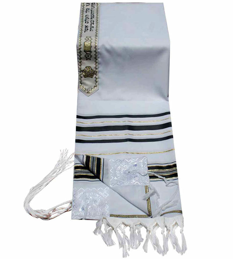 Acrylic Tallit Talit Prayer Shawl Black  Gold Stripes in Size 24"X72"