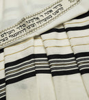 100% Wool Tallit Prayer Shawl in Black and Gold Stripes Size 59" L X 80" W