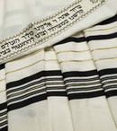 100% Wool Tallit Prayer Shawl in Black and Gold Stripes Size 59" L X 80" W